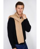 Bufanda en mezcla de cachemir acanalado en camello - 170x30 cm