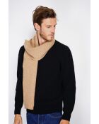 Bufanda en mezcla de cachemir acanalado en camello - 170x30 cm