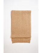 Bufanda en mezcla de cachemir acanalado en camello - 170x30 cm