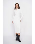 Robe en Cachemire mélangé col montant naturelle