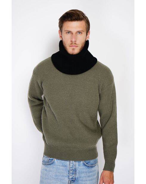 Gargantilla negra acanalada en mezcla de cachemir