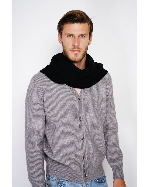 Bufanda negra acanalada en mezcla de cachemir - 170x30 cm