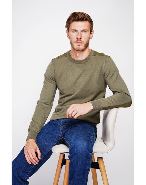 Pull col rond kaki