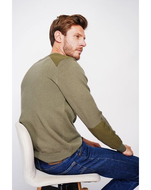 Pull col rond kaki