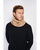 Girocollo in misto cashmere a costine color cammello