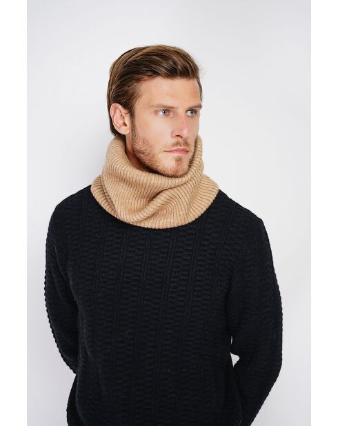 Gargantilla de mezcla de cachemir acanalada en camel