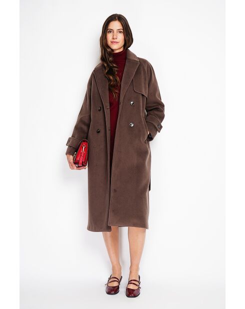 Manteau en Laine mélangée marron