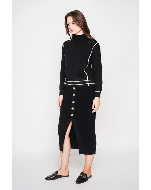 Pull col roulé montant noir
