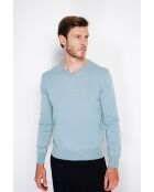 Pull col V turquoise