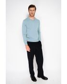 Pull col V turquoise
