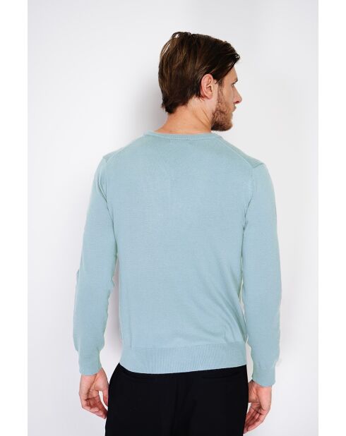 Pull col V turquoise