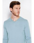 Pull col V turquoise