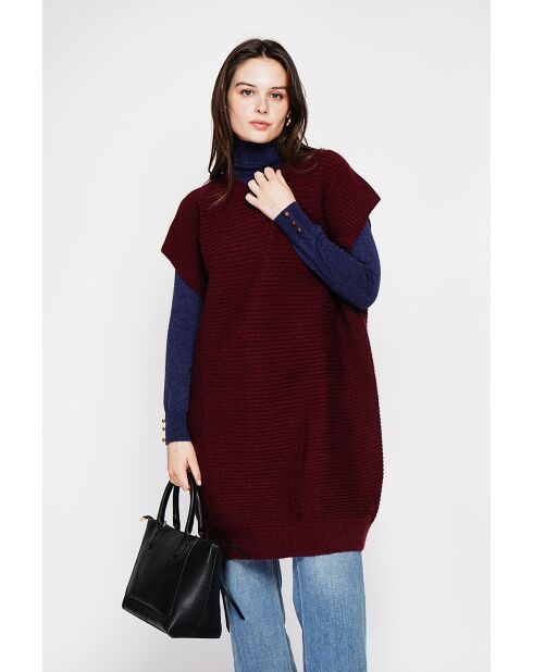 Robe poncho col rond bordeaux