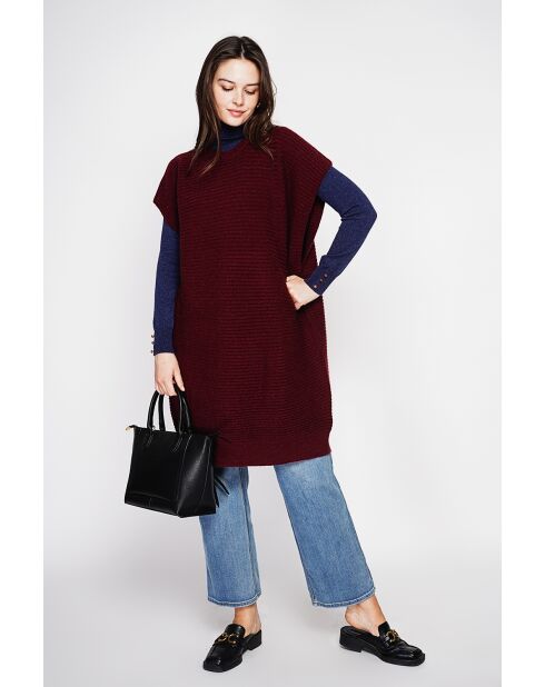 Robe poncho col rond bordeaux