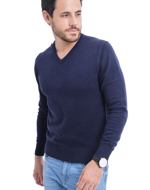 Pull col V bleu nuit