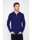 Pull polo demi zippé bleu nuit
