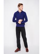 Pull polo demi zippé bleu nuit