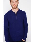 Pull polo demi zippé bleu nuit