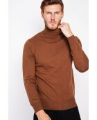 Pull col roule marron