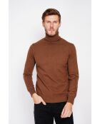 Pull col roule marron
