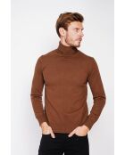 Pull col roule marron