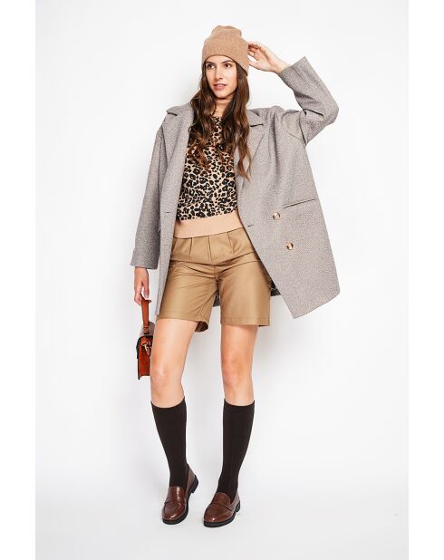 Manteau en Laine mélangée marron