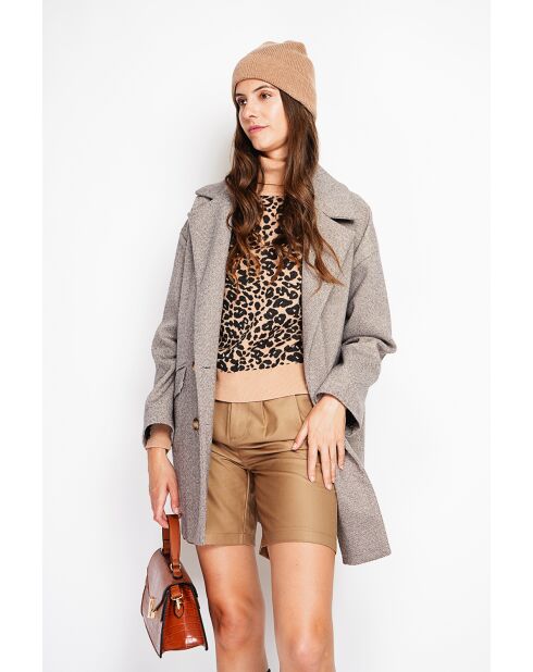 Manteau en Laine mélangée marron