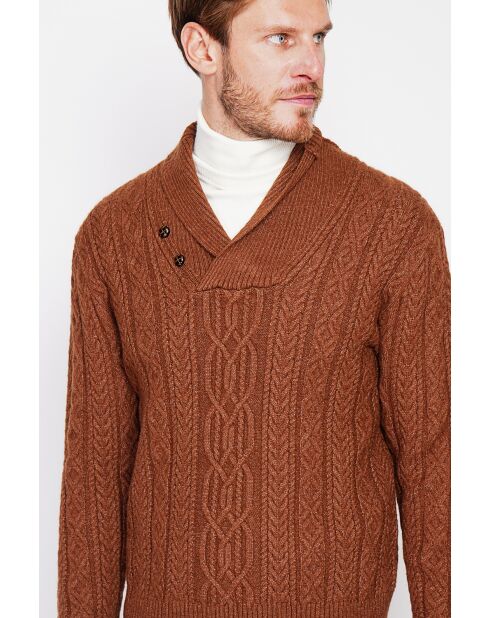 Pull col chale marron