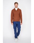 Pull col chale marron