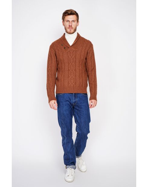 Pull col chale marron