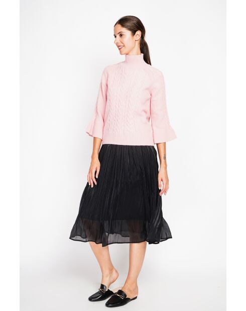 Pull col montant torsadé poudre