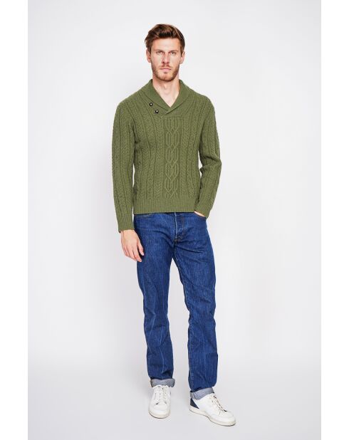 Pull col châle kaki