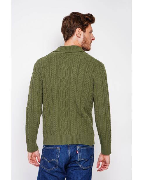 Pull col châle kaki