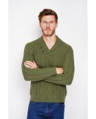 Pull col châle kaki