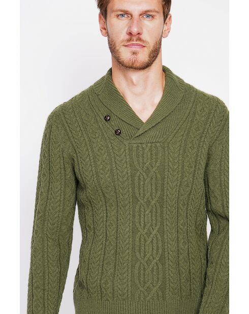 Pull col châle kaki