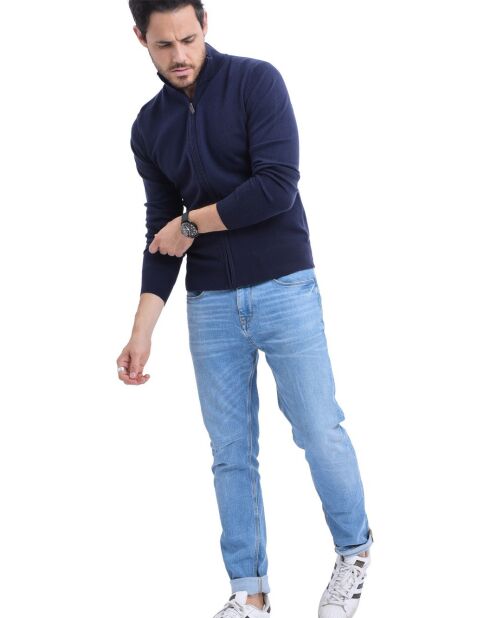 Gilet zippé classique bleu nuit