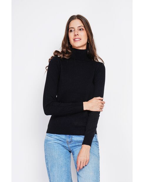 Pull col roulé classique noir