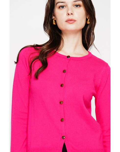 Gilet col ras du cou fushia