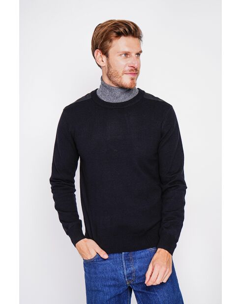 Pull col rond noir
