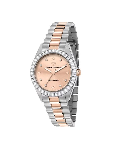 Montre Femme Everyday en Acier argenté/rose doré
