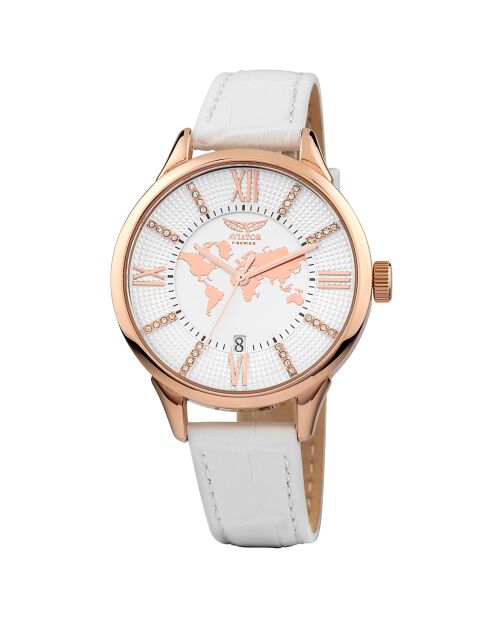 Montre Femme en Cuir blanche