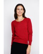 Pull en Cachemire mélangé col rond rouge