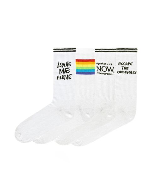 4 paires de chaussettes en coton blanches