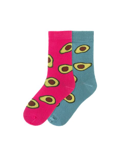 2 paires de chaussettes en coton rose/Vert