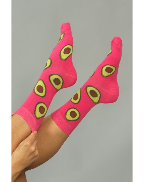 2 paires de chaussettes en coton rose/Vert