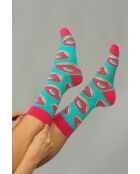 Chaussettes en coton rose/bleu