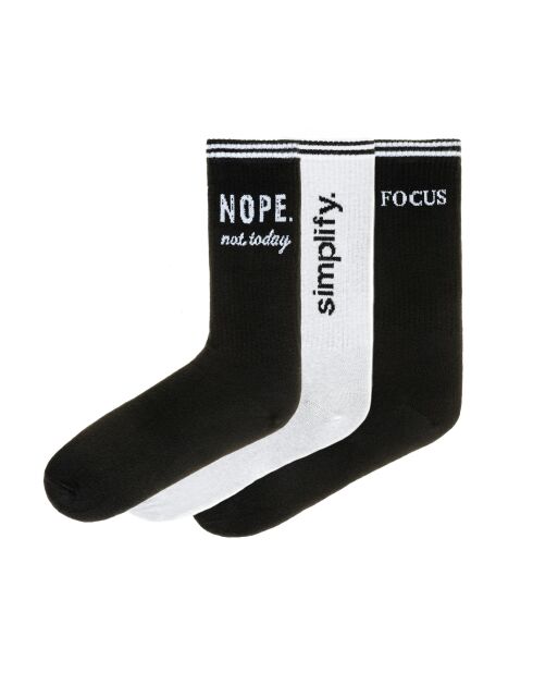 Lot de 3 paires de chaussettes en coton noir/blanc