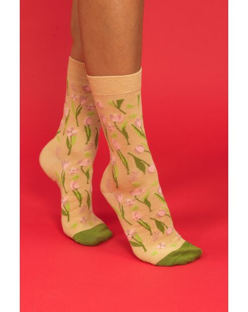 Chaussettes en coton beiges