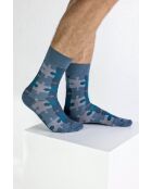 Chaussettes en coton bleu/gris