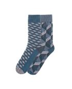 Lot de 2 paires de chaussettes en coton gris/bleu